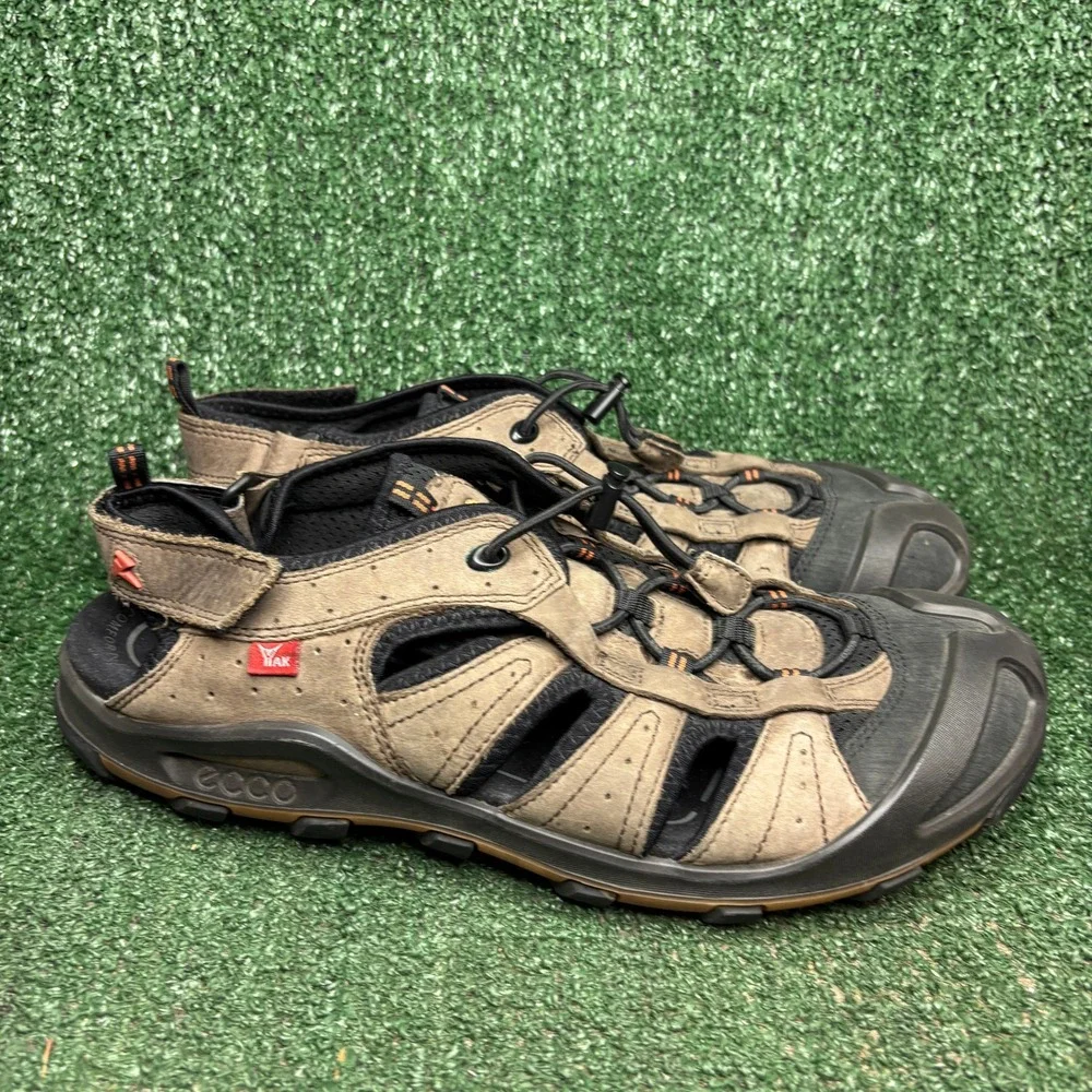 ECCO Terra VG Yak Leather Fisherman Hiking Sport Sandal Brown Mens Size 13.-13.5